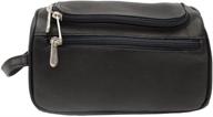 🧳 piel leather u-zip travel toiletry kit in black, universal size logo