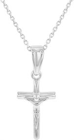 img 4 attached to ⛪ Delicate Tiny Cross Necklace: 925 Sterling Silver Crucifix Pendant for Young Kids - Daily Religious Accessory