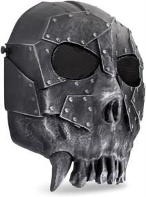 img 3 attached to 😷 Flexzion Tactical Airsoft Mask Paintball Game Full Face Protection Skull Skeleton Safety Guard in Silver - Ideal for Outdoor Activities, Parties, and Movie Props - Unisex, Fits Most Adults