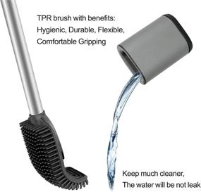 img 3 attached to 🚽 Pack of 2 VENETIO Stainless Steel Toilet Brush with TPR Soft Brush Head for Bathroom Cleaning - Sliver + Grey Color