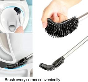 img 1 attached to 🚽 Pack of 2 VENETIO Stainless Steel Toilet Brush with TPR Soft Brush Head for Bathroom Cleaning - Sliver + Grey Color