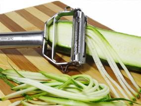 img 1 attached to 🔪 AmazKitchenware: Versatile Ultra-Sharp Julienne Peeler/Slicer | Stainless Steel Rotary Carrot Potato Melon Cutter | Multifunctional Vegetable Fruit Slicer | Premium Kitchen Tools