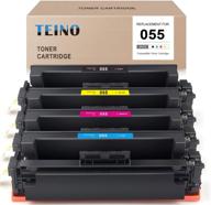 🖨️ teino (no chip) toner cartridges, compatible with canon 055 crg-055, for use with canon color imageclass mf743cdw mf741cdw mf745cdw mf746cdw lbp664cdw - 4 pack, black cyan magenta yellow logo