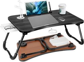 img 4 attached to 🛏️ Versatile Bed Table for Laptops & More: Laptop Desk with Cup Holder, Storage Drawer, USB Charging Port, USB Light Fan - Ideal for Eating, Reading & Watching Movies on Bed