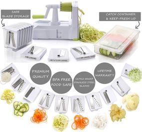 img 2 attached to 🥦 Brieftons 10-Blade Spiralizer: The Ultimate Vegetable Spiral Slicer for Low Carb / Paleo / Gluten-Free Diets, with Blade Caddy, Container, Lid & 4 Recipe Ebooks