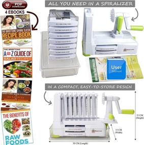 img 1 attached to 🥦 Brieftons 10-Blade Spiralizer: The Ultimate Vegetable Spiral Slicer for Low Carb / Paleo / Gluten-Free Diets, with Blade Caddy, Container, Lid & 4 Recipe Ebooks