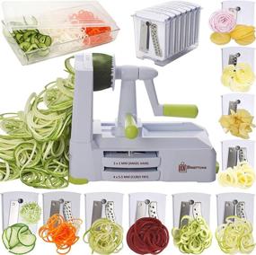 img 4 attached to 🥦 Brieftons 10-Blade Spiralizer: The Ultimate Vegetable Spiral Slicer for Low Carb / Paleo / Gluten-Free Diets, with Blade Caddy, Container, Lid & 4 Recipe Ebooks