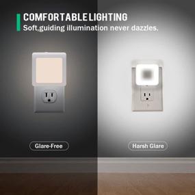 img 2 attached to 🔌 Pack of 4 Vintar Plug-In Dimmable LED Night Lights with Auto Dusk-to-Dawn Sensor - Adjustable Warm White Brightness for Hallway, Bedroom, Kids Room, Kitchen, Stairway, Bathroom