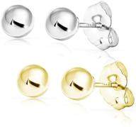 🔸 solidgold - 14k gold filled 5mm ball stud earrings - set of 2-3 pairs in yellow, rose, and white gold logo