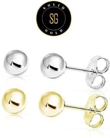 img 2 attached to 🔸 SOLIDGOLD - 14K Gold Filled 5mm Ball Stud Earrings - Set of 2-3 Pairs in Yellow, Rose, and White Gold