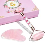 enhance your skincare routine with rose quartz guasha tool, jade roller, and gua sha set for face and eye massage logo