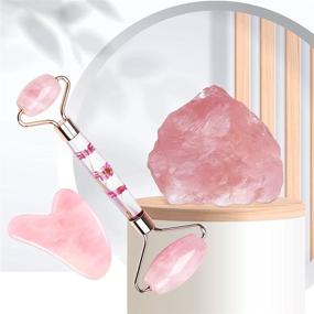 img 3 attached to Enhance Your Skincare Routine with Rose Quartz Guasha Tool, Jade Roller, and Gua Sha Set for Face and Eye Massage