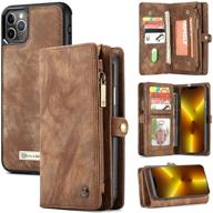 📱 zttopo wallet case for iphone 13 pro - 2-in-1 leather zipper detachable magnetic cover with card slots & money pocket - screen protector included - 6.1 inch logo