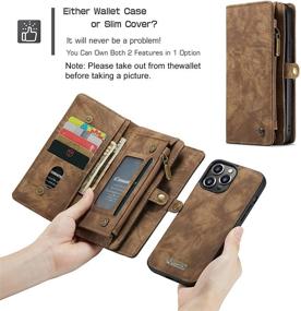 img 1 attached to 📱 Zttopo Wallet Case for iPhone 13 Pro - 2-in-1 Leather Zipper Detachable Magnetic Cover with Card Slots & Money Pocket - Screen Protector Included - 6.1 Inch