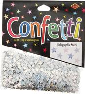добавьте блеска на вашем вечере с помощью вырезанных голографических звезд beistle silver confetti - 1 пакет / 0,5 унции логотип