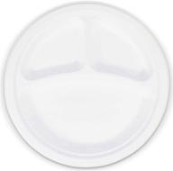 🌿 [125 pack] biodegradable and compostable 9 inch bagasse plates - round white disposable sugarcane plates with 3 compartments for dinner wedding, heavy duty microwavable eco-friendly paper plastic foam alternative logo