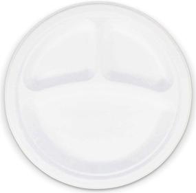 img 4 attached to 🌿 [125 Pack] Biodegradable and Compostable 9 Inch Bagasse Plates - Round White Disposable Sugarcane Plates with 3 Compartments for Dinner Wedding, Heavy Duty Microwavable Eco-Friendly Paper Plastic Foam Alternative