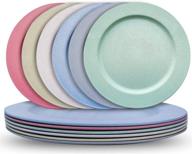 🌾 set of 6 assorted color 10 inch wheat straw plastic plates - dishwasher & microwave safe, reusable, unbreakable, lightweight - eco-friendly & bpa free for kids, toddlers & adults logo