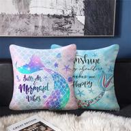 bonsai tree mermaid pillow covers, mermaid tail scales pillow cases 18x18 inches, beach theme decorative linen throw pillow covers for summer home decor - set of 2, perfect gifts for women, sofa couch bed логотип