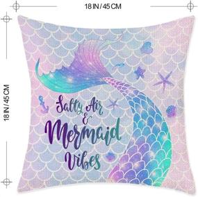 img 3 attached to Bonsai Tree Mermaid Pillow Covers, Mermaid Tail Scales Pillow Cases 18x18 Inches, Beach Theme Decorative Linen Throw Pillow Covers for Summer Home Decor - Set of 2, Perfect Gifts for Women, Sofa Couch Bed