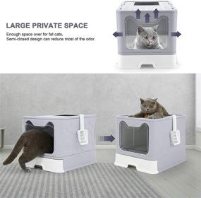 img 2 attached to Large Cat Litter Box with Lid and Scoop - Foldable Design, Easy to Clean, Self-Cleaning Pan