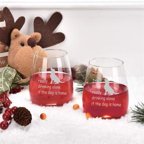 img 2 attached to It's Not Drinking Alone If The Dog is Home - Funny Stemless Wine Glass Set of 2 - Perfect for Dog Lovers, Dog Mom, Pet Lover, and Dog Owners - 15 Oz Capacity