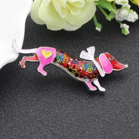 img 1 attached to 🐶 Weveni Red Enamel Alloy Anime Dachshund Dog Brooch - Cute Puppy Pet Jewelry Gift for Women, Ladies, Girls - Perfect for Scarves, Suits, Dresses, Pins