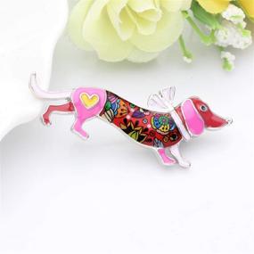 img 2 attached to 🐶 Weveni Red Enamel Alloy Anime Dachshund Dog Brooch - Cute Puppy Pet Jewelry Gift for Women, Ladies, Girls - Perfect for Scarves, Suits, Dresses, Pins