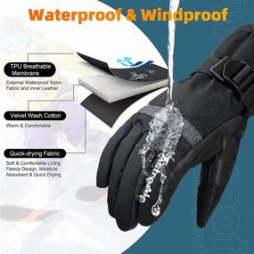 img 3 attached to 🧤 Stay Warm and Connected: AstroAI Ski Gloves for Men, Women, and Kids - Waterproof, Windproof Snowboard Snow Gloves with Touchscreen and Wrist Leashes for Hiking, Running, Driving, and Outdoor Work