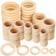 fantasyon 100 pcs natural wood rings set - unfinished smooth 🔮 macrame wooden rings, assorted sizes for diy crafts, ring pendants and jewelry making logo