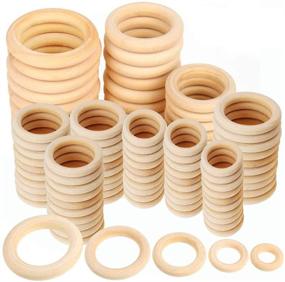 img 4 attached to Fantasyon 100 PCS Natural Wood Rings Set - Unfinished Smooth 🔮 Macrame Wooden Rings, Assorted Sizes for DIY Crafts, Ring Pendants and Jewelry Making