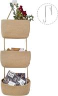 🧺 js home jute over the door hanging basket: 3-tier wall mount organizer with magazine racks, kitchen hanging baskets, decorative storage basket for living room, bathroom, kitchen, and bedroom логотип