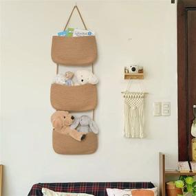 img 3 attached to 🧺 JS HOME Jute Over the Door Hanging Basket: 3-Tier Wall Mount Organizer with Magazine Racks, Kitchen Hanging Baskets, Decorative Storage Basket for Living Room, Bathroom, Kitchen, and Bedroom