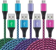 🔌 high-quality micro usb cables [4pack/6ft] by ailkin - fast charging, data transfer & durable nylon braided powerline cord for samsung galaxy, nexus, ps, moto, fire logo