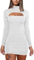 👗 daawenxi women's long sleeve cut out bodycon ruched party club mini dress - sleek & sexy design logo