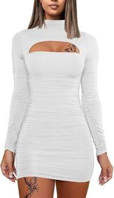 img 3 attached to 👗 DAAWENXI Women's Long Sleeve Cut Out Bodycon Ruched Party Club Mini Dress - Sleek & Sexy Design