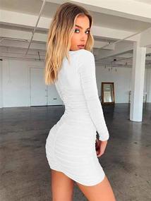 img 2 attached to 👗 DAAWENXI Women's Long Sleeve Cut Out Bodycon Ruched Party Club Mini Dress - Sleek & Sexy Design