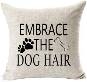 img 2 attached to Andreannie Nordic Dog Lover Throw Pillow Case: Embrace Dog Hair & Paw Prints! Decorative 18x18 inches Farmhouse Cushion Cover for New Home Décor