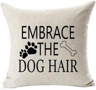 andreannie nordic dog lover throw pillow case: embrace dog hair & paw prints! decorative 18x18 inches farmhouse cushion cover for new home décor логотип