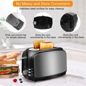 img 3 attached to 🍞 Premium Stainless Steel Toaster: 2 Slice, Extra Wide Slots, 7 Shade Settings - Defrost/Reheat/Cancel - Auto Shut-off - Removable Crumb Tray