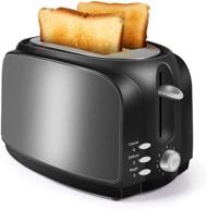 🍞 premium stainless steel toaster: 2 slice, extra wide slots, 7 shade settings - defrost/reheat/cancel - auto shut-off - removable crumb tray логотип