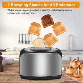 img 2 attached to 🍞 Premium Stainless Steel Toaster: 2 Slice, Extra Wide Slots, 7 Shade Settings - Defrost/Reheat/Cancel - Auto Shut-off - Removable Crumb Tray