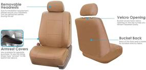 img 2 attached to 🚗 FH Group PU001102 PU Leather Seat Covers (Tan) - Universal Fit for Cars, Trucks & SUVs