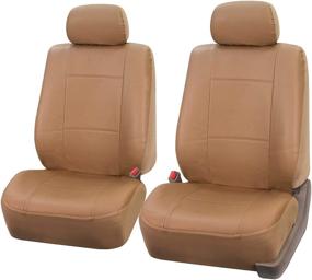 img 4 attached to 🚗 FH Group PU001102 PU Leather Seat Covers (Tan) - Universal Fit for Cars, Trucks & SUVs