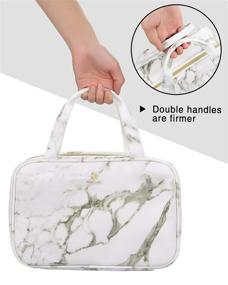 img 1 attached to 💄 Large Waterproof Toiletry Bag for Women - MONSTINA Travel Bag with Hanging Hook, Makeup Cosmetic Bag for Bathroom Shower (Marble White)