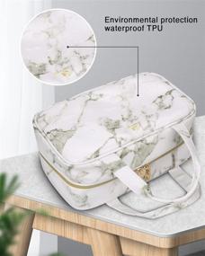 img 2 attached to 💄 Large Waterproof Toiletry Bag for Women - MONSTINA Travel Bag with Hanging Hook, Makeup Cosmetic Bag for Bathroom Shower (Marble White)