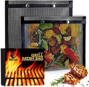 img 4 attached to Must-Have BBQ Mesh Grill Bags - Reusable Grilling Pouches for All Grills & Smokers - Set of 2