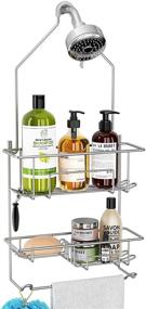 img 4 attached to 🚿 Silver Shower Caddy Hanging Organizer Rack - Rustproof Shampoo Holder Shelf