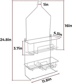 img 1 attached to 🚿 Silver Shower Caddy Hanging Organizer Rack - Rustproof Shampoo Holder Shelf