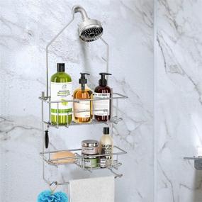 img 3 attached to 🚿 Silver Shower Caddy Hanging Organizer Rack - Rustproof Shampoo Holder Shelf